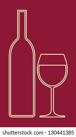 Glass of wine and bottle - vector illustration