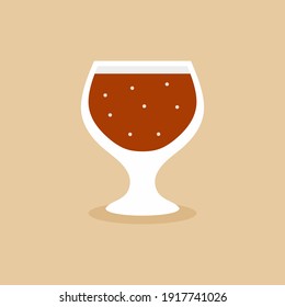 A glass of wine, brandy, cognac or whiskey. Snifter beer glass isolated on color background. Wineglass icon in modern hand drawn design. Flat cartoon style vector sketch illustration