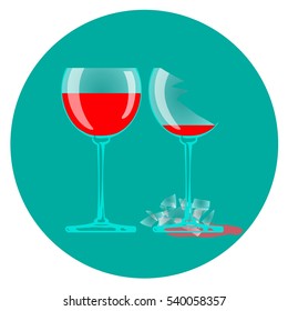 glass of wine and broken glass