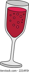 Glass of Wine Cartoon Colored Clipart 