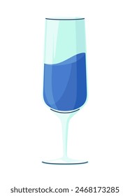 Glass for wine or champagne. Alcohol drink. Vector cartoon element for bar or restaurant menu design