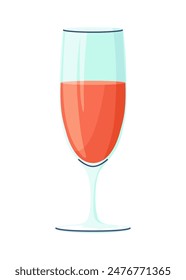 Glass for wine or champagne. Alcohol drink. Vector cartoon element for bar or restaurant menu design