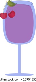 Glass with wine and cherries.