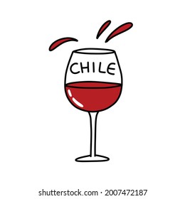glass of wine, Chile doodle icon, vector illustration