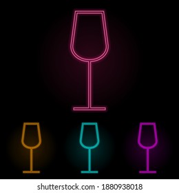 glass of wine color neon set. Simple thin line, outline vector of web icons for ui and ux, website or mobile application