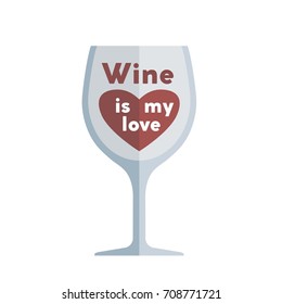Glass of wine. Colored vector illustration on white background
