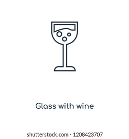 Glass with wine concept line icon. Linear Glass with wine concept outline symbol design. This simple element illustration can be used for web and mobile UI/UX.