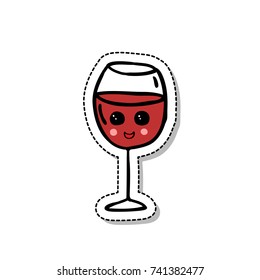 glass of wine doodle icon