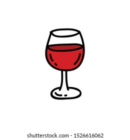 Glass Of Wine Doodle Icon, Vector Illustration