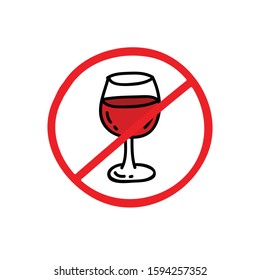 glass of wine doodle icon, vector illustration