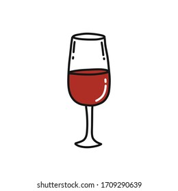 glass of wine doodle icon, vector illustration