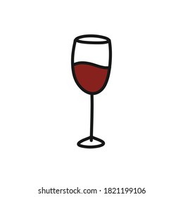 glass of wine doodle icon, vector illustration