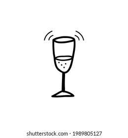 icono del doodle de vino, ilustración vectorial.