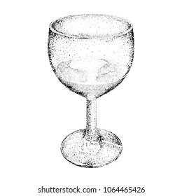 Glass of wine, dotted Technique, vector illustration isolated on white background, EPS 10