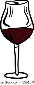 Glas Weinzeichnung, Illustration, Vektorgrafik auf weißem Hintergrund.