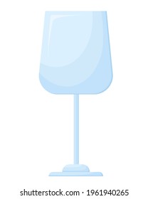 Glass for wine drinks. Vector illustration of a wine glass in a flat style. Wine glass isolated on white background. Mockup, template of glassware for alcoholic beverages.