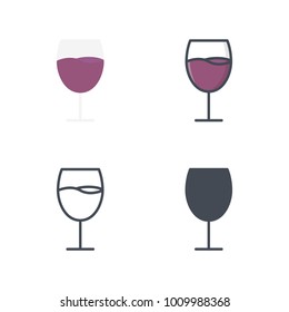 Glass of wine flat line solid icon