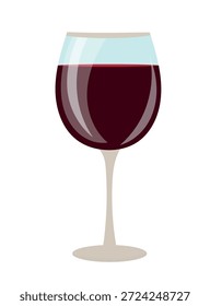 Glass of wine. Flat vector clipart, illustration with isolated background.