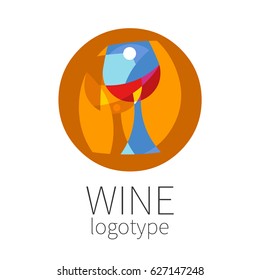 Glass of wine with flecks of sunlight. Vector template for your logo