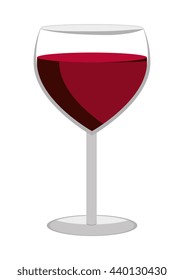 glass of wine  front view over isolated background,vector illustration