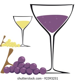 Glass of wine and grape bunch
