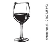Glass of Wine Hand Drawn Sketch Illustration. Vector illustration