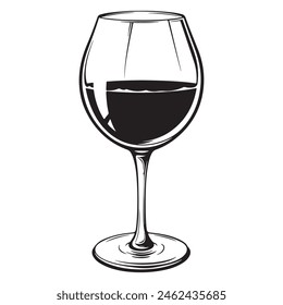 Glass of Wine Hand Drawn Sketch Illustration. Vector illustration