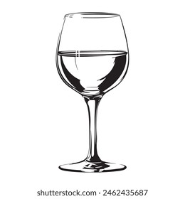 Glass of Wine Hand Drawn Sketch Illustration. Vector illustration