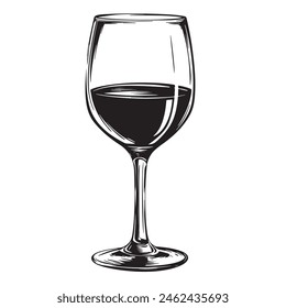 Glass of Wine Hand Drawn Sketch Illustration. Vector illustration