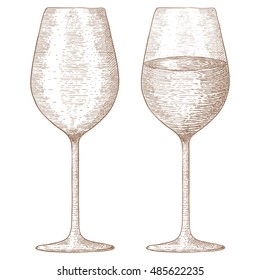 Glass of wine. Hand drawn sketch. Vector illustration isolated on white background