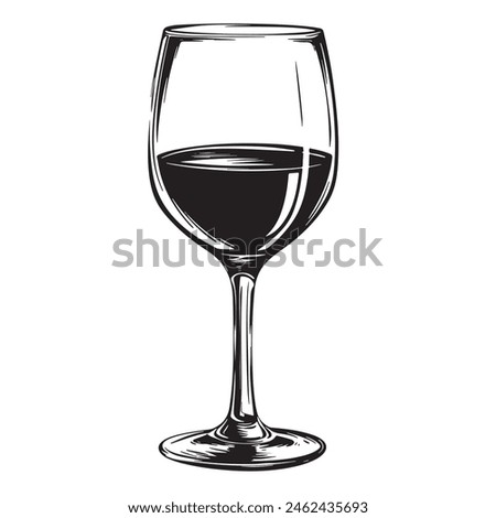 Glass of Wine Hand Drawn Sketch Illustration. Vector illustration