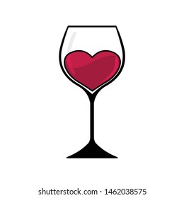 Glass Of Wine With A Heart Inside