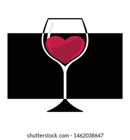 glass of wine with a heart inside
