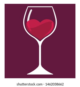 glass of wine with a heart inside