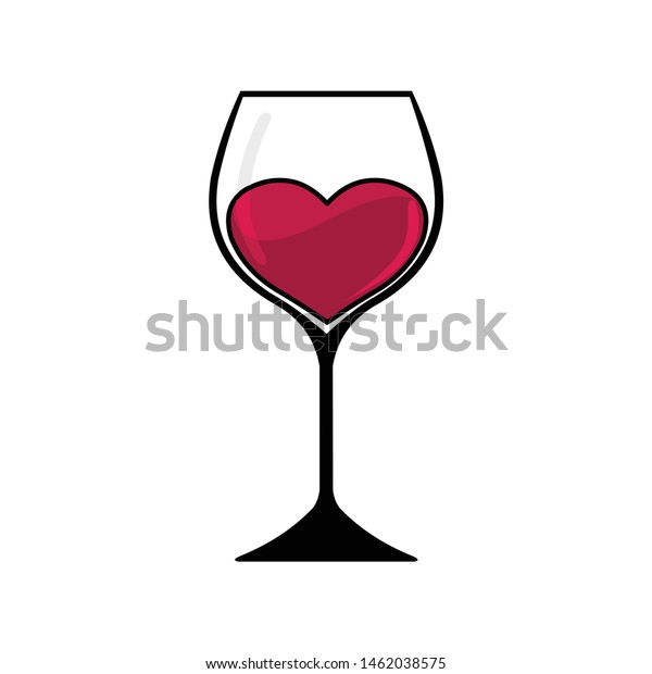 Glass Wine Heart Inside Stock Vector (Royalty Free) 1462038575