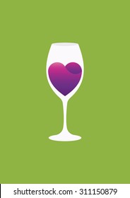 Glass Of Wine With Heart Shape