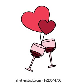 glass of wine with hearts , for Valentine day vector illustration design