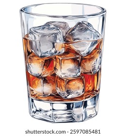 Glass of wine with ice