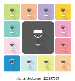 Glass wine Icon color set vector illustration.