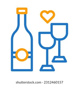 Glass wine icon duocolor blue orange easter illustration vector element and symbol perfect.