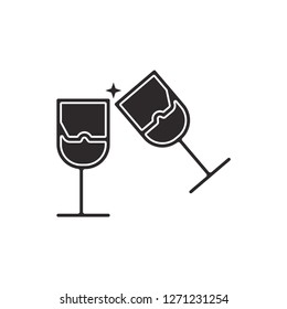 glass of wine icon flat black 