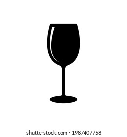 Vidrio para icono de vino silueta de diseño plano color negro