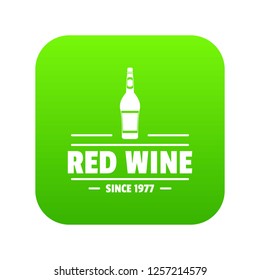 Glass wine icon green vector isolated on white background