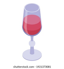 Glass of wine icon. Isometric of glass of wine vector icon for web design isolated on white background