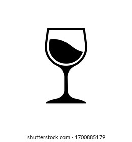 Glass of wine icon logo design black symbol isolated on white background. Vector EPS 10.