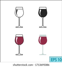 Glass of wine icon for menu and web design