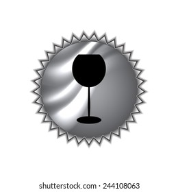 Glass Of Wine Icon with round sticker