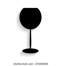 Glass Of Wine Icon   with shadow