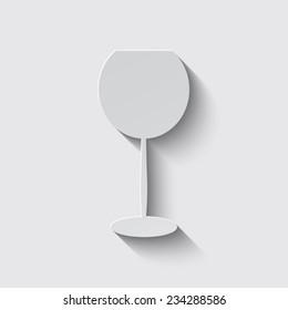 Glass Of Wine Icon with shadow on a grey background