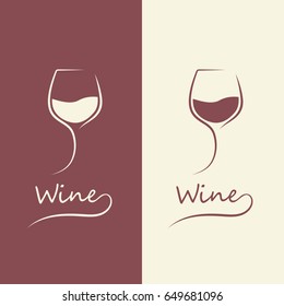 Glass of wine. Icon, symbol, logo alcohol. For the menu, bar, restaurant, wine list. minimal.